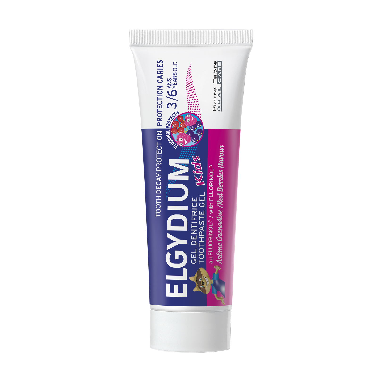 ELGYDIUM Kids Czerwone Owoce pasta do zębów dla dzieci w wieku od 3 do 6 lat z Kompleksem Fluorinol Protect +, 50 ml 