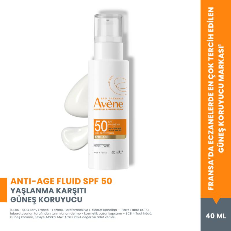 Hyalüronik Asit (%0,2) İçeren SPF 50 Yaşlanma Karşıtı Güneş Kremi 40 ml