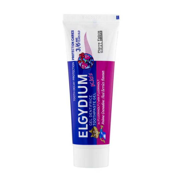 ELGYDIUM Kids Malinowo-truskawkowa pasta do zębów w postaci żelu - dla dzieci w wieku od 3 do 6 lat