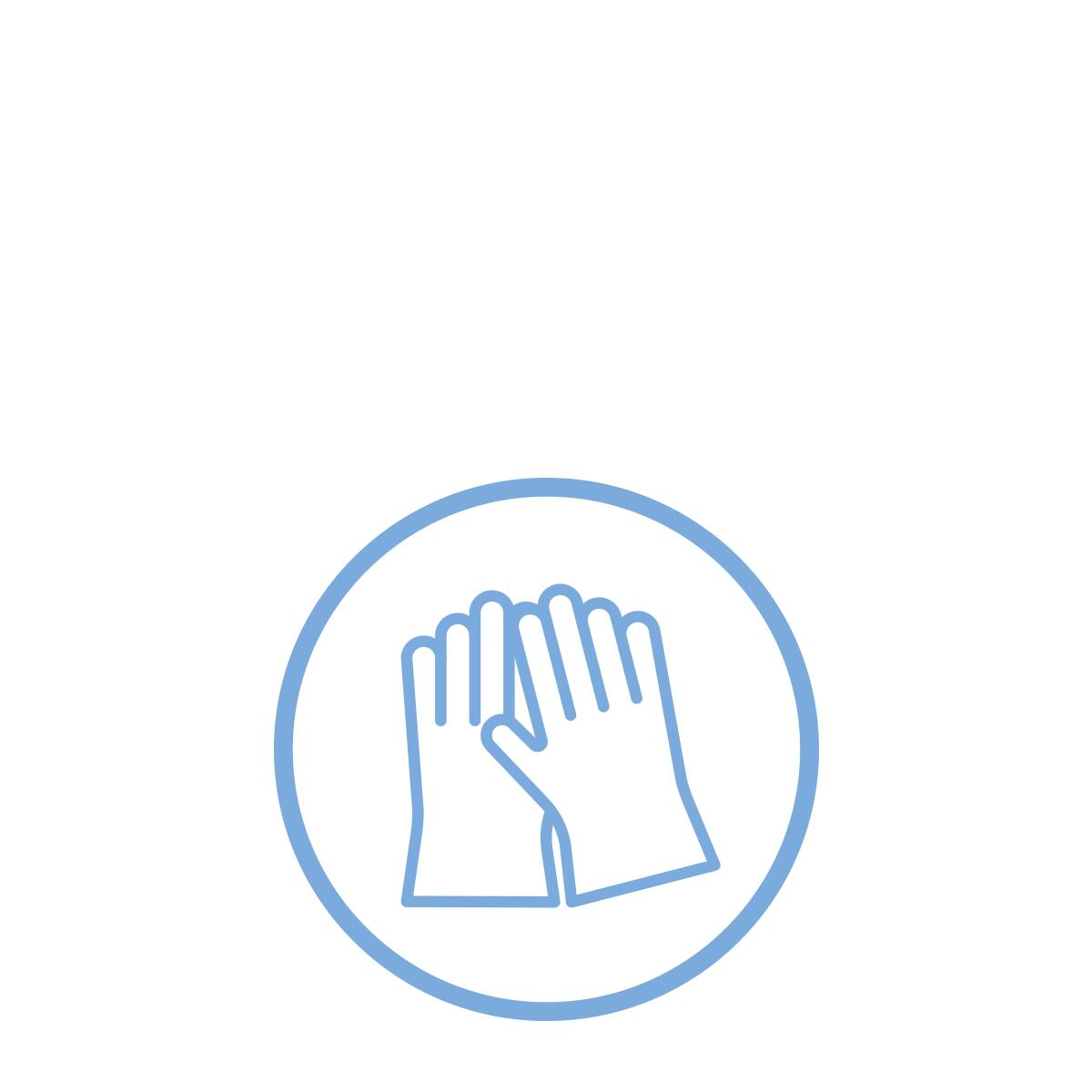 Draag handschoenen tijdens het gebruik van irriterende producten